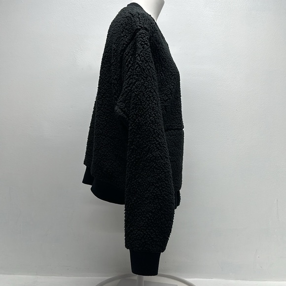 Prana Polar Escape Reversible Bomber Jacket Fleece Coat Black to Gray Size Large - Picture 3 of 9